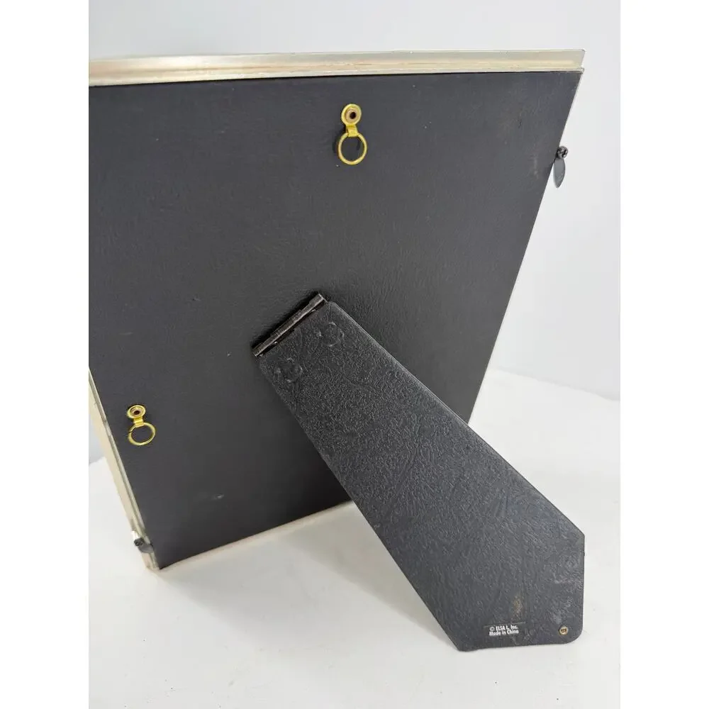 Gold Silver Tone Ribbon Border 8x10 Picture Frame Easel Back Wall Hanging Decor